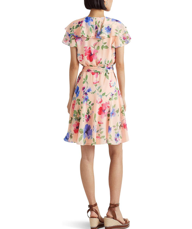 Ralph Lauren Floral Belted Crinkle Georgette Dress