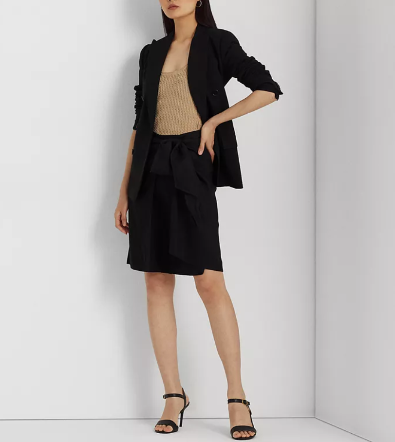 LAUREN RALPH LAUREN Tie-Front Linen-Blend Twill Shorts