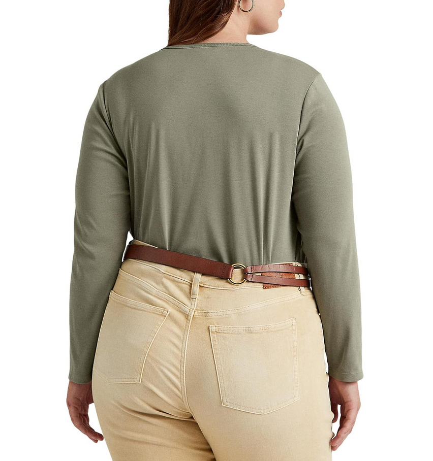 LAUREN RALPH LAUREN Plus-Size Cotton-Blend Long-Sleeve Top