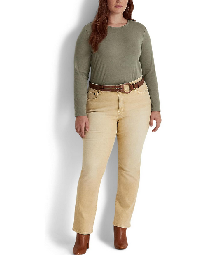 LAUREN RALPH LAUREN Plus-Size Cotton-Blend Long-Sleeve Top