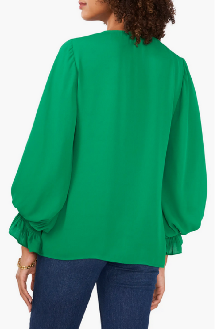 Vince Camuto Bubble-Sleeve V-Neck Blouse