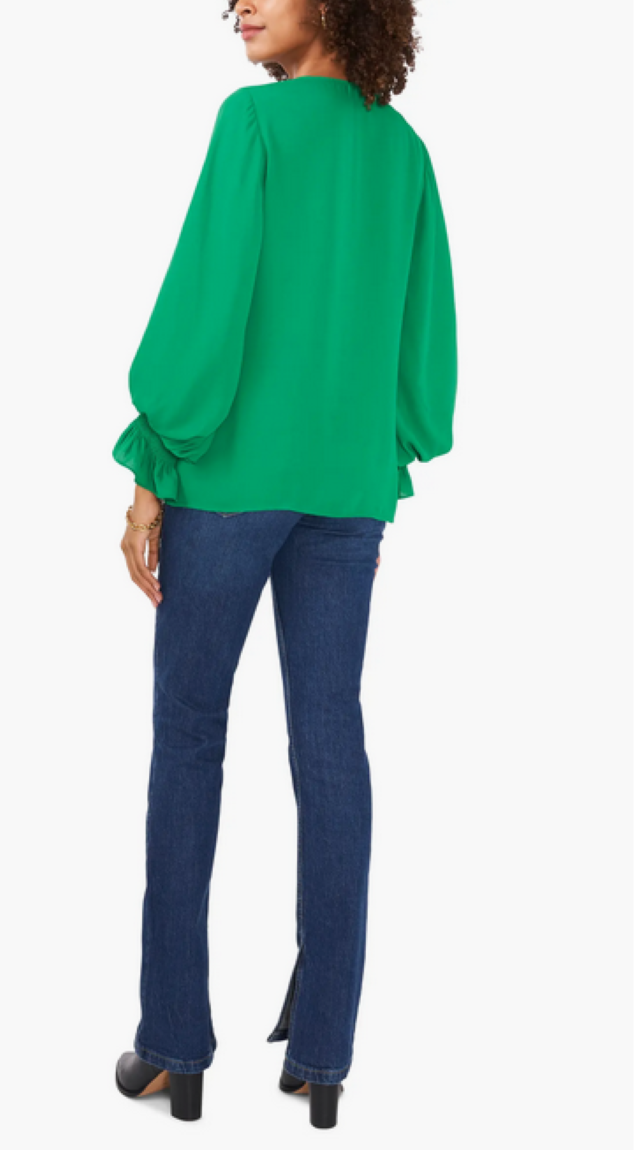 Vince Camuto Bubble-Sleeve V-Neck Blouse