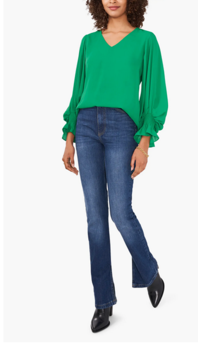 Vince Camuto Bubble-Sleeve V-Neck Blouse