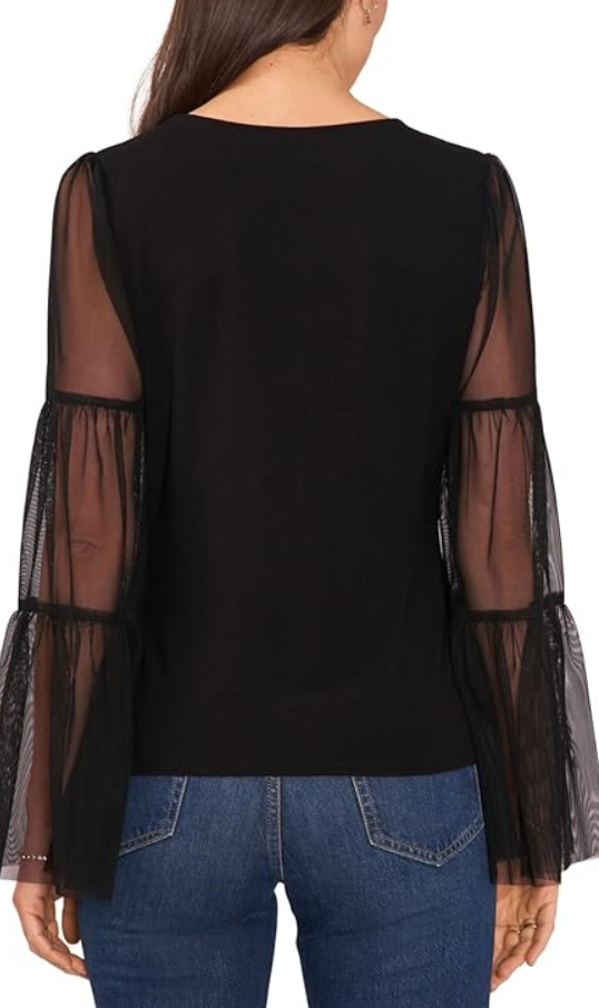 VINCE CAMUTO Mix Media Tiered Sleeve Top