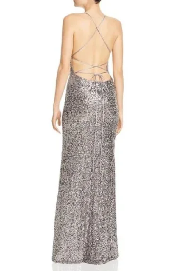 AQUA Sequin Embellished Gown