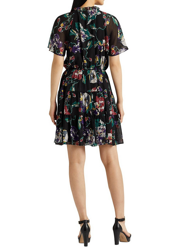 Ralph Lauren Crinkle Georgette Floral Fit-&-Flare Dress