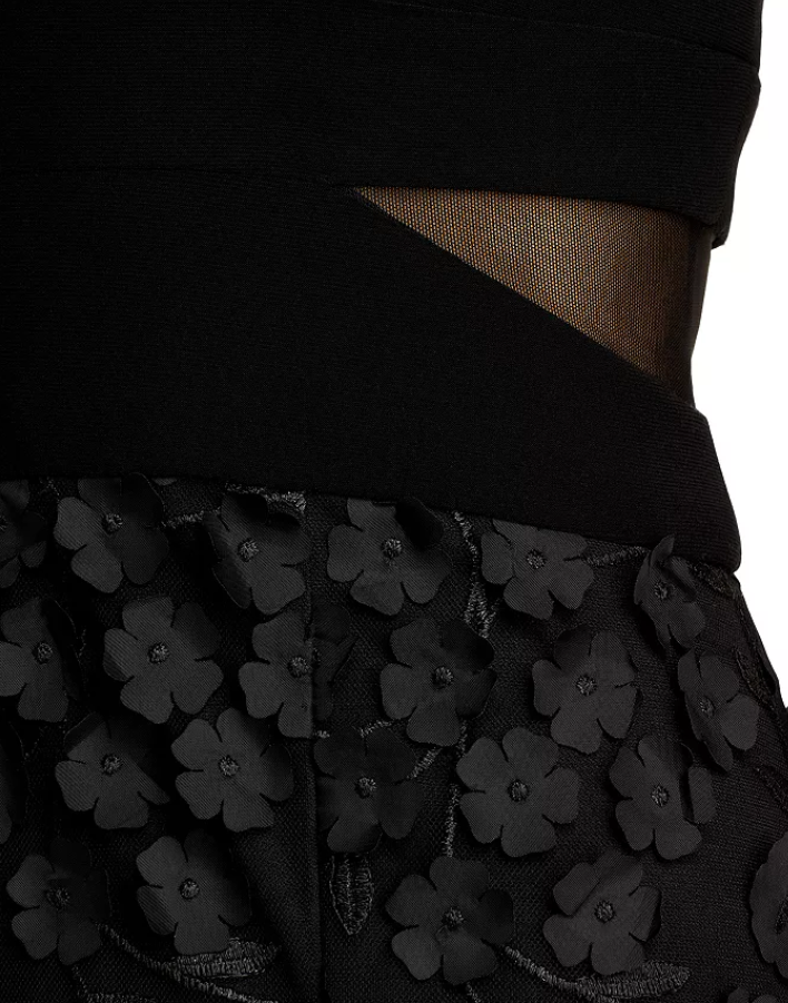 AQUA Floral Applique Gown