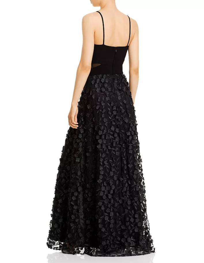 AQUA Floral Applique Gown