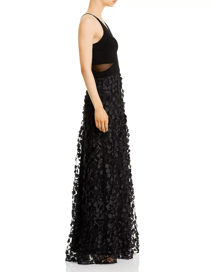 AQUA Floral Applique Gown