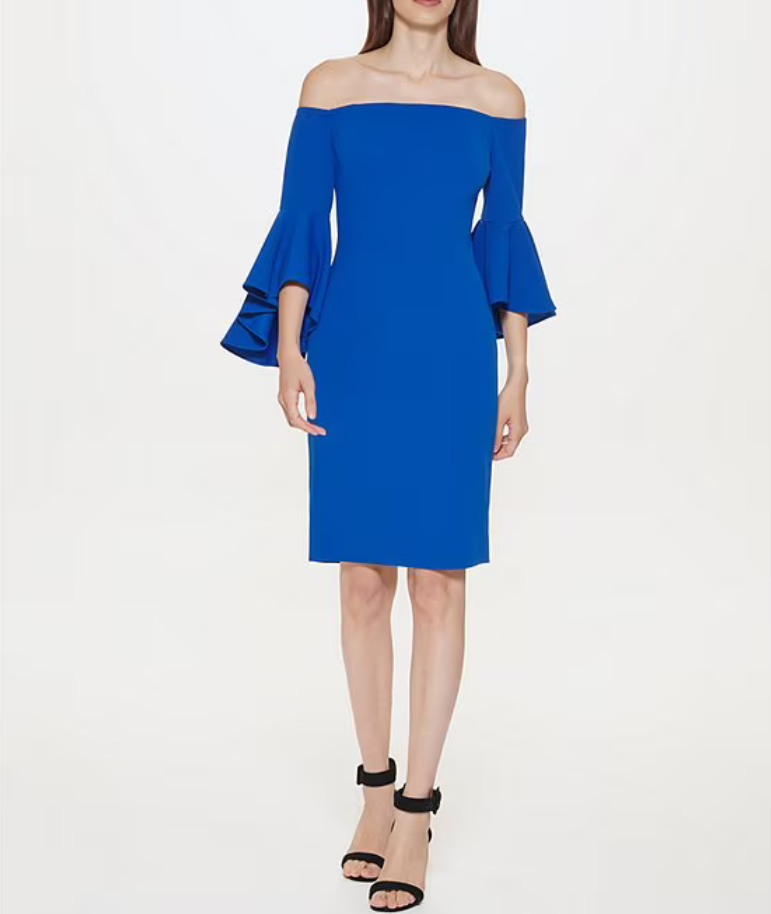 Calvin Klein Off-The-Shoulder Crepe Dress