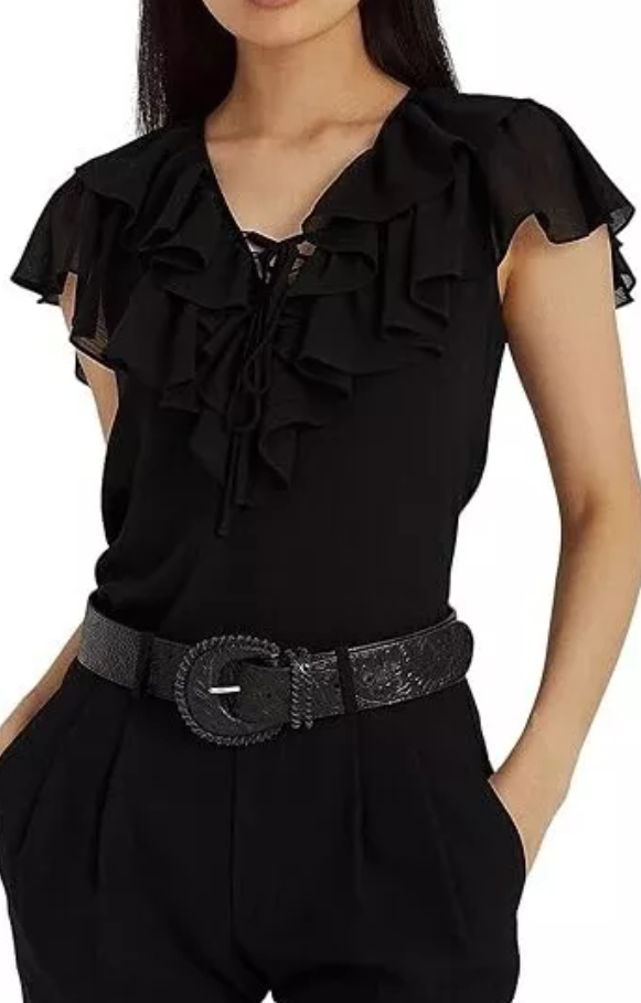 LAUREN RALPH LAUREN Ruffle-Trim Georgette Blouse