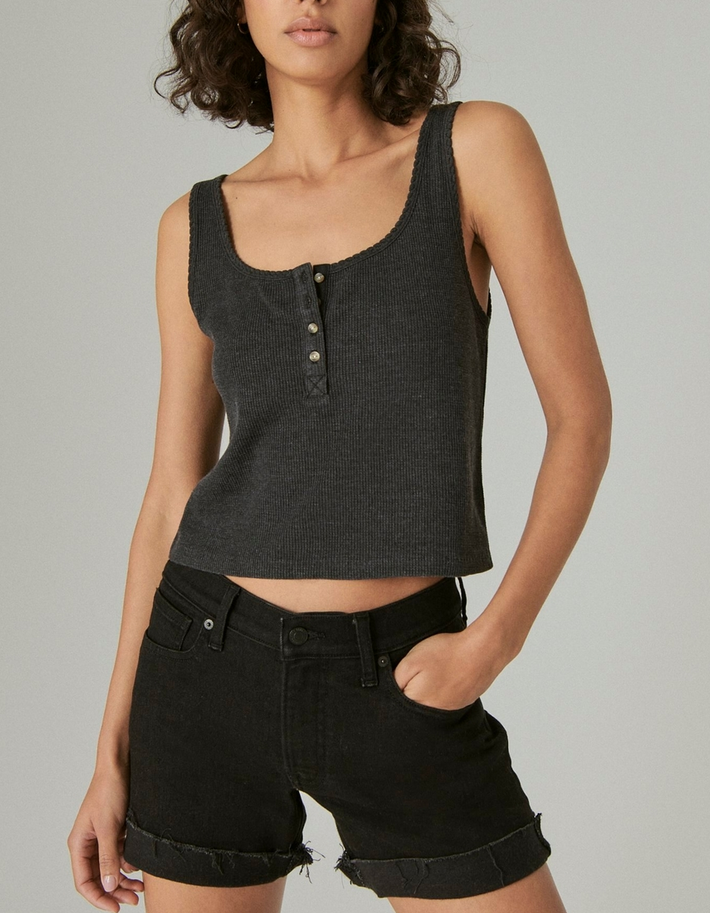 Lucky Brand Waffle Boy Henley Tank Top