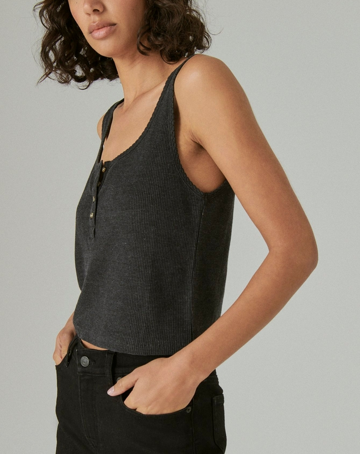 Lucky Brand Waffle Boy Henley Tank Top