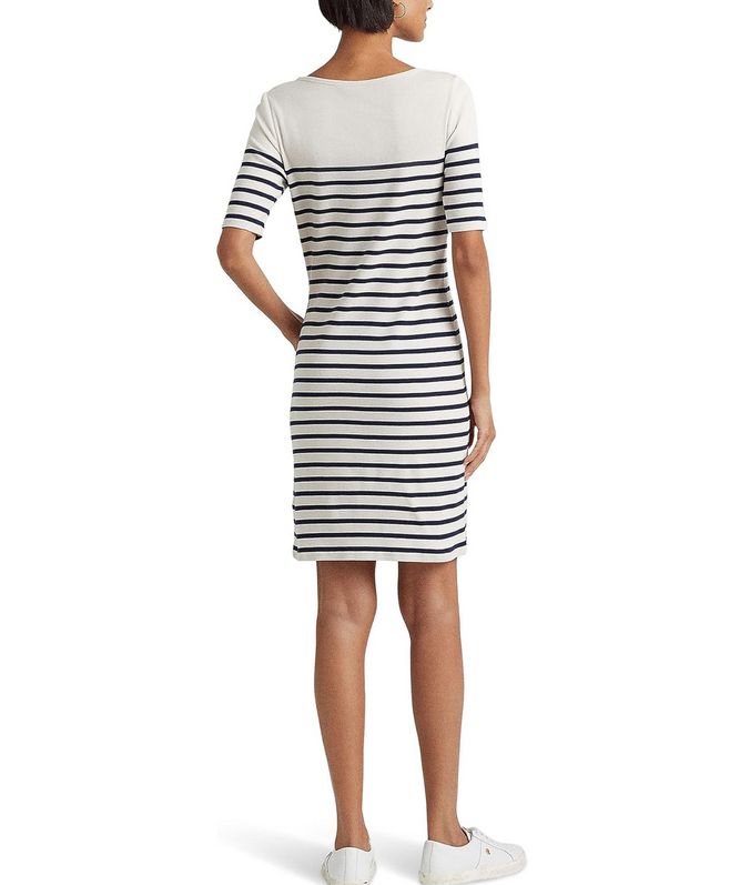 LAUREN Ralph Lauren Striped Cotton Boatneck Dress