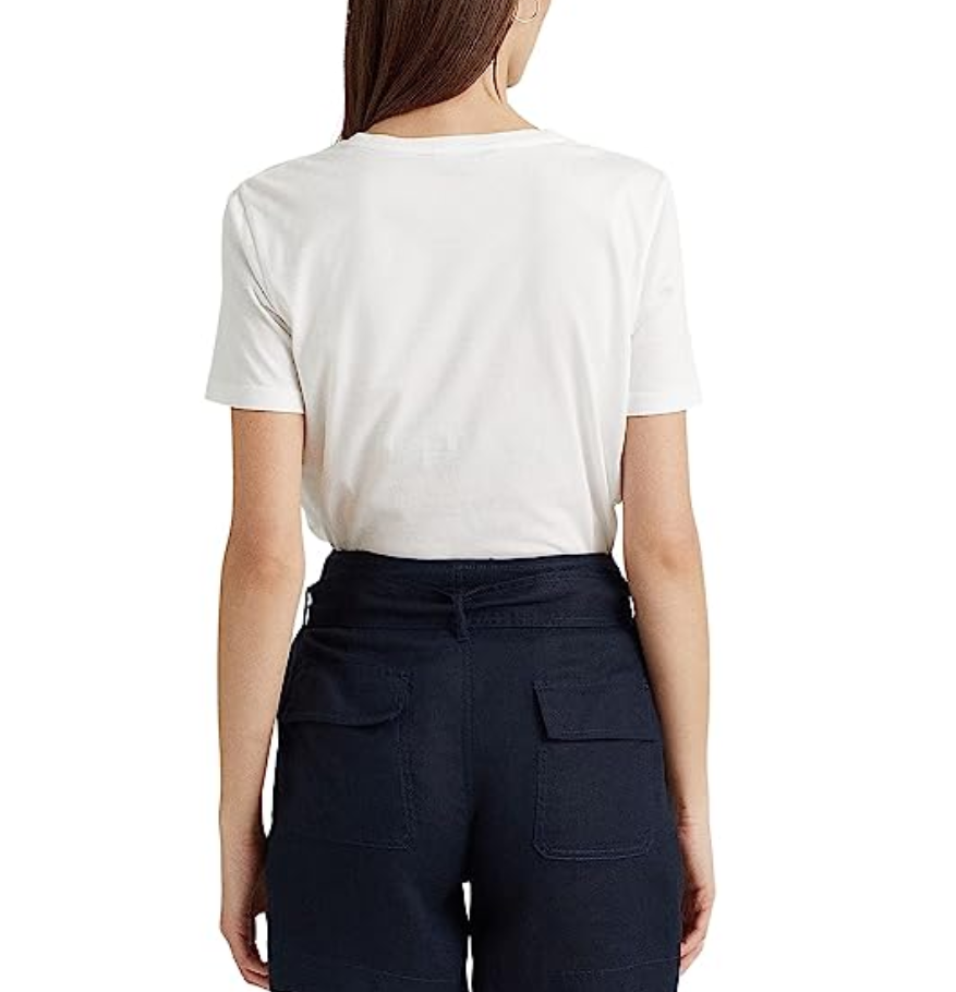 LAUREN RALPH LAUREN Eyelet Logo Cotton-Blend T-Shirt