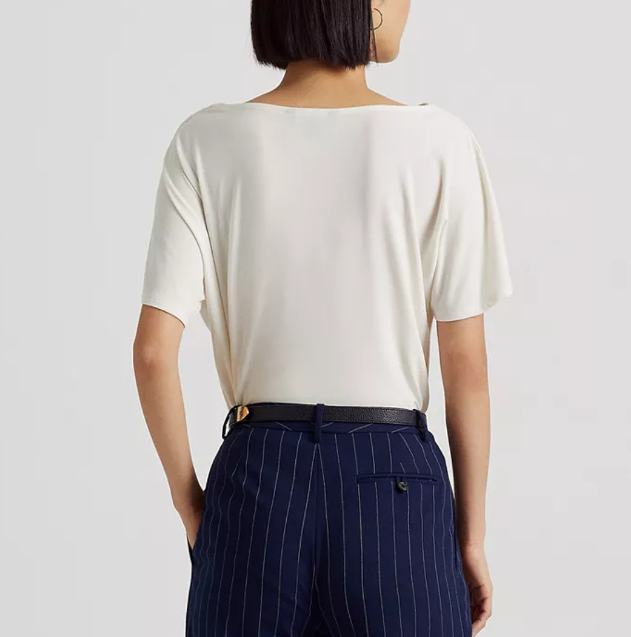 LAUREN RALPH LAUREN Pleated Stretch Jersey T-Shirt