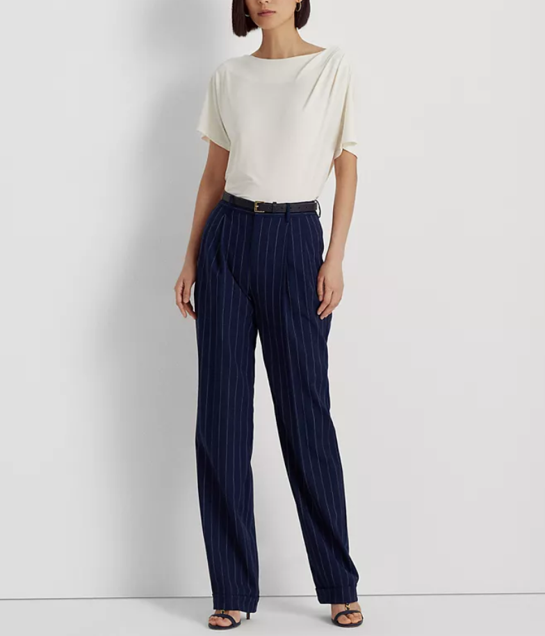 LAUREN RALPH LAUREN Pleated Stretch Jersey T-Shirt