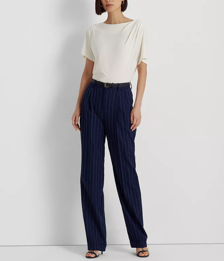 LAUREN RALPH LAUREN Pleated Stretch Jersey T-Shirt