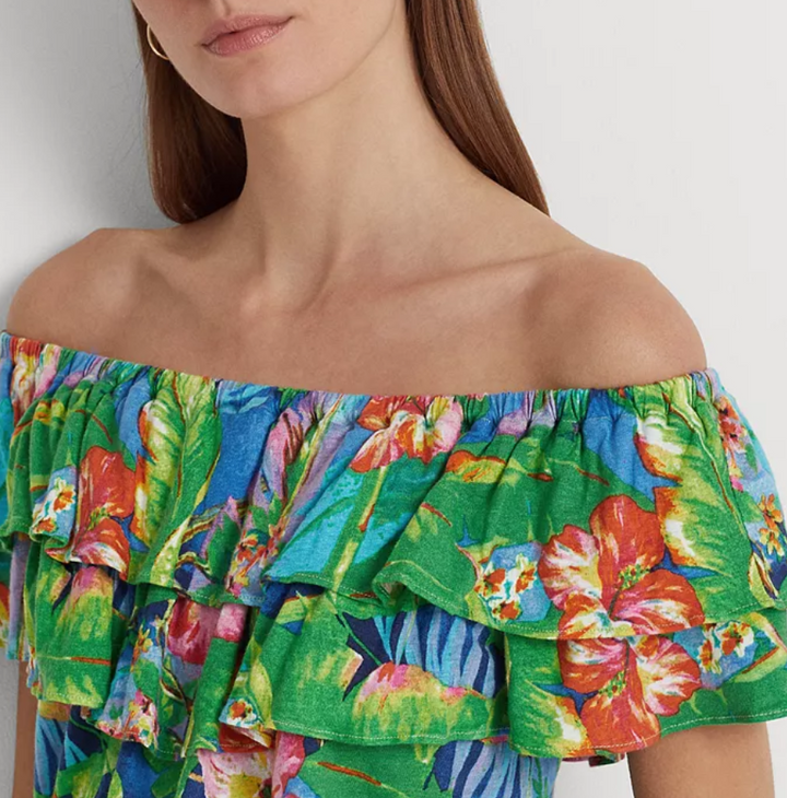 LAUREN RALPH LAUREN Floral Jersey Off-the-Shoulder Top