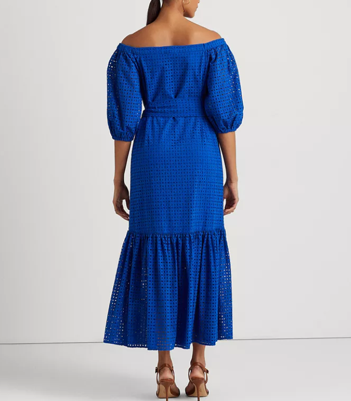 Ralph Lauren Eyelet Cotton Off-the-Shoulder Dress