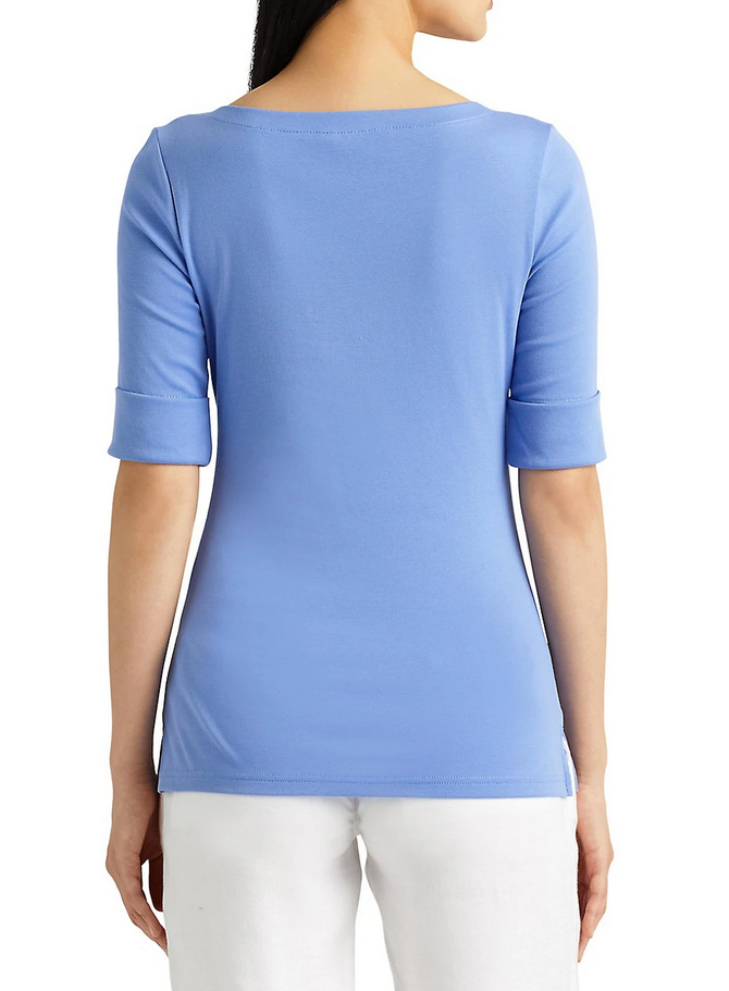 LAUREN RALPH LAUREN Stretch Cotton Boatneck T-Shirt