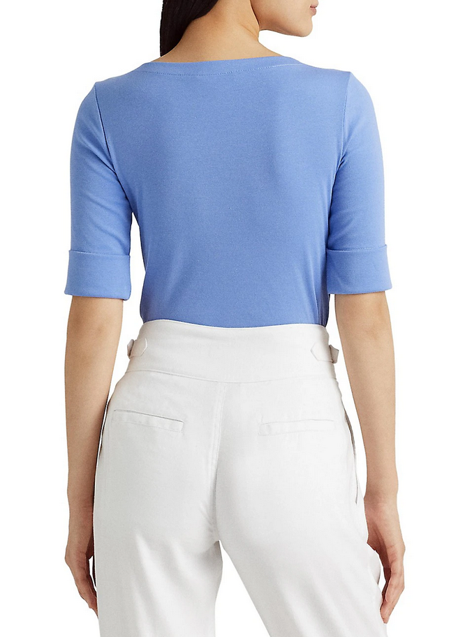 LAUREN RALPH LAUREN Stretch Cotton Boatneck T-Shirt