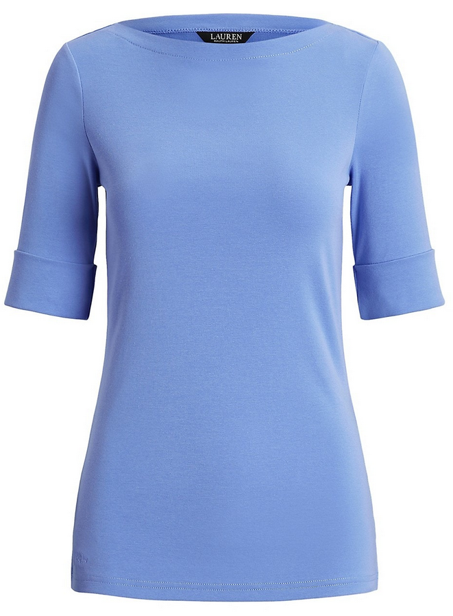 LAUREN RALPH LAUREN Stretch Cotton Boatneck T-Shirt