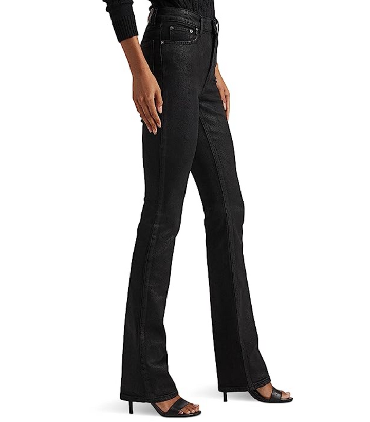 LAUREN RALPH LAUREN Coated-Denim High-Rise Boot Jeans