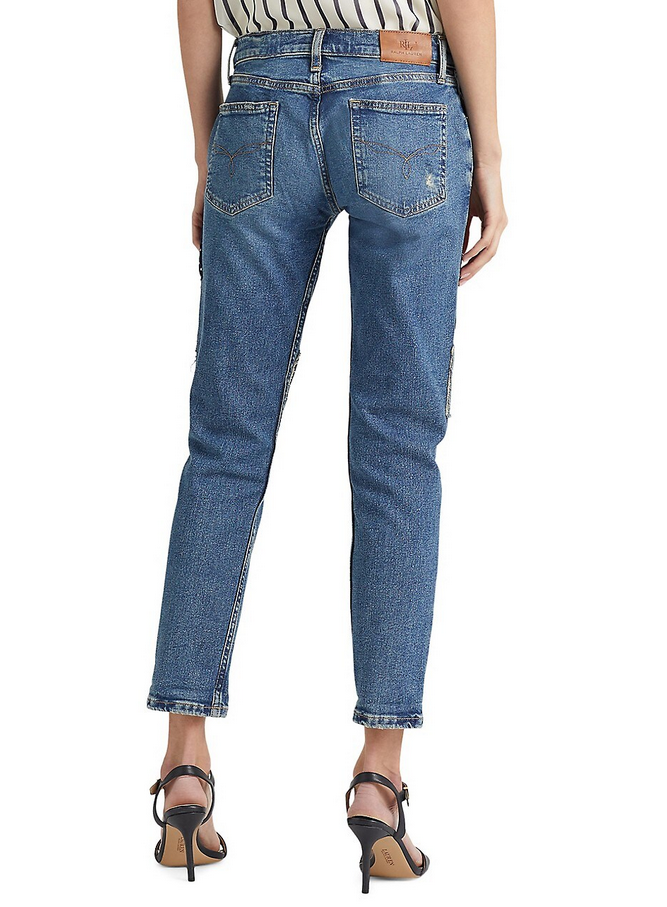 LAUREN RALPH LAUREN Patchwork Relaxed Tapered Ankle-Length Jeans