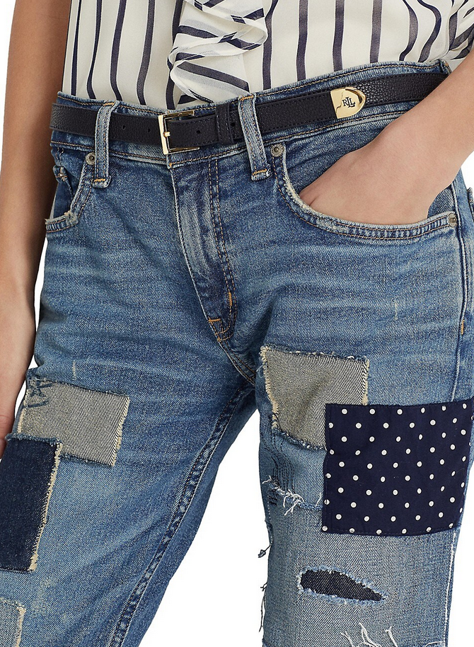 LAUREN RALPH LAUREN Patchwork Relaxed Tapered Ankle-Length Jeans
