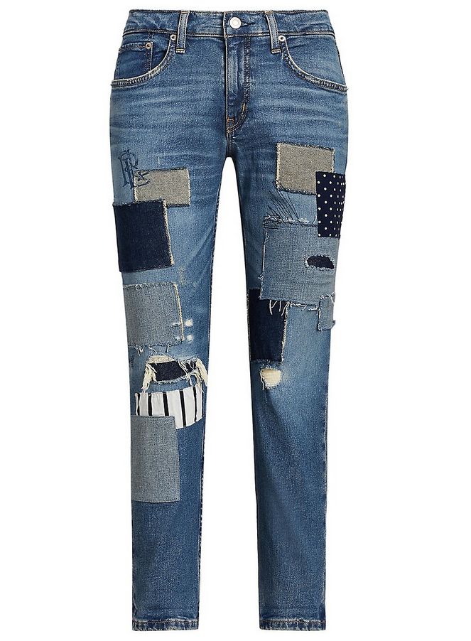 LAUREN RALPH LAUREN Patchwork Relaxed Tapered Ankle-Length Jeans