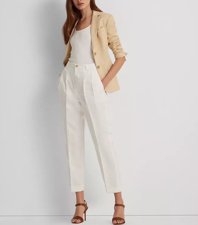 Ralph Lauren Linen-Blend Twill Ankle Pants