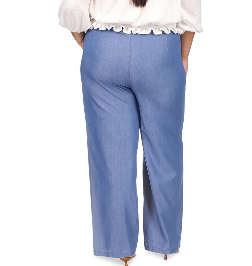 LAUREN RALPH LAUREN Plus Size Chambray Wide Leg Pants