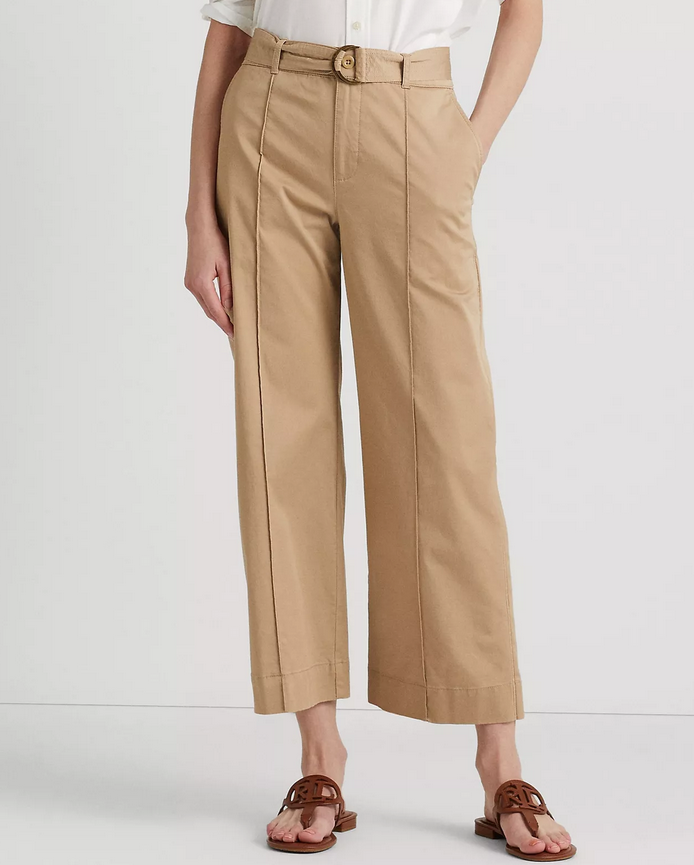 Ralph Lauren Micro-Sanded Twill Belted Wide-Leg Pants