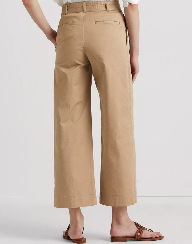 Ralph Lauren Micro-Sanded Twill Belted Wide-Leg Pants