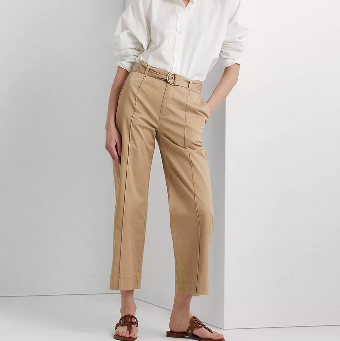 Ralph Lauren Micro-Sanded Twill Belted Wide-Leg Pants