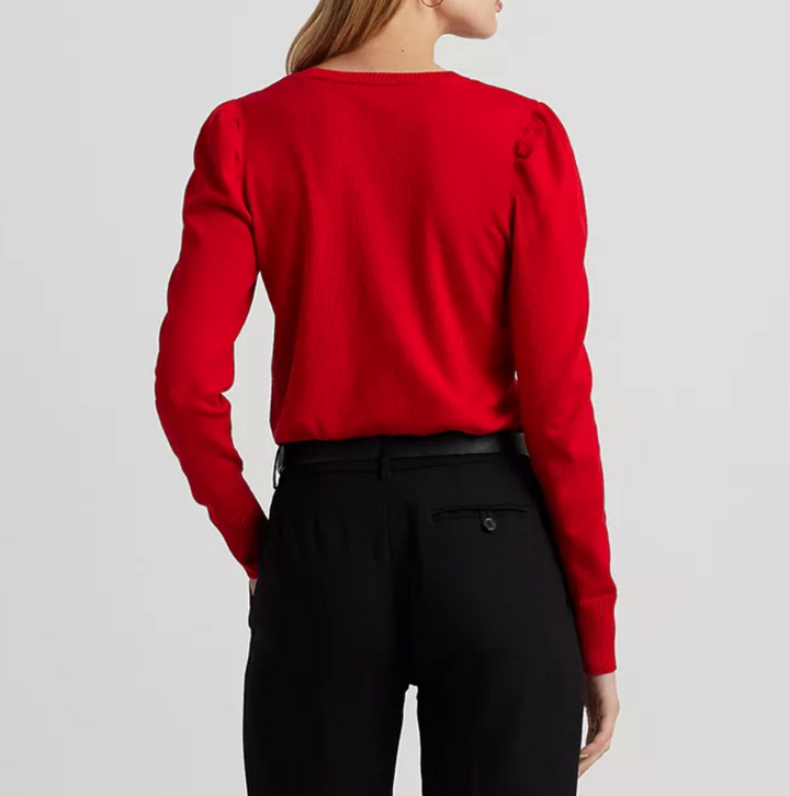 LAUREN RALPH LAUREN Cotton-Blend Puff-Sleeve Sweater