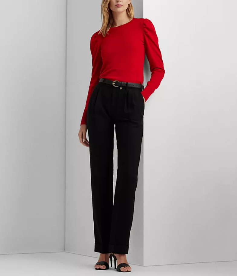 LAUREN RALPH LAUREN Cotton-Blend Puff-Sleeve Sweater