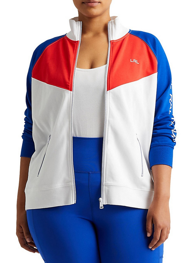 LAUREN RALPH LAUREN Plus Size Colourblocked French Terry Jacket