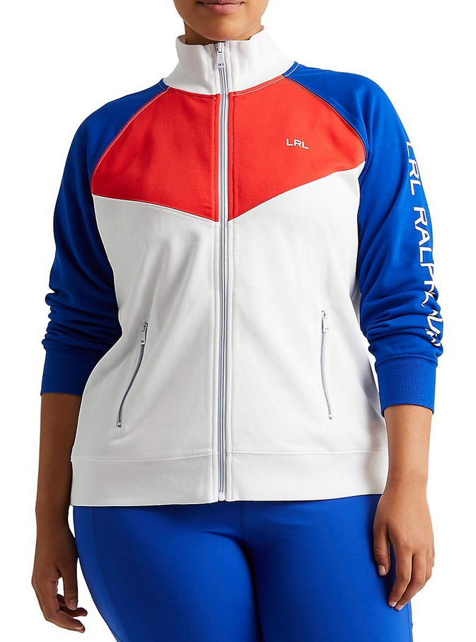 LAUREN RALPH LAUREN Plus Size Colourblocked French Terry Jacket