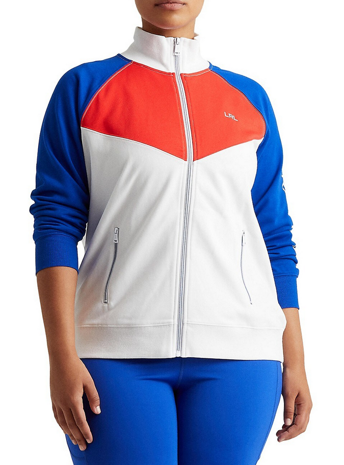 LAUREN RALPH LAUREN Plus Size Colourblocked French Terry Jacket