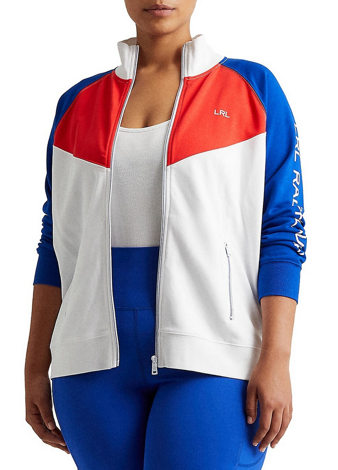 LAUREN RALPH LAUREN Plus Size Colourblocked French Terry Jacket