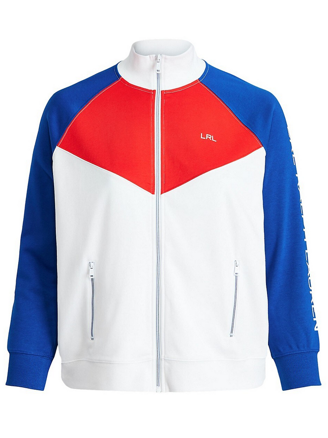 LAUREN RALPH LAUREN Plus Size Colourblocked French Terry Jacket