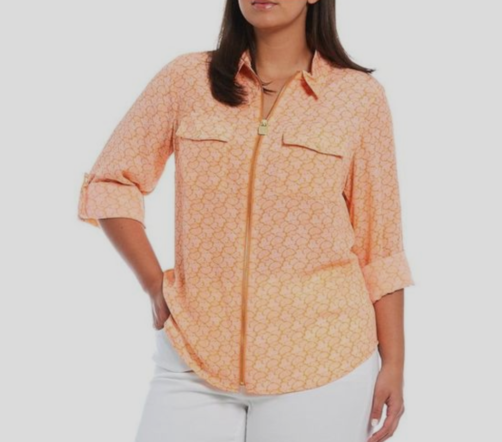 MICHAEL MICHAEL KORS Petite Zippered Printed Shirt