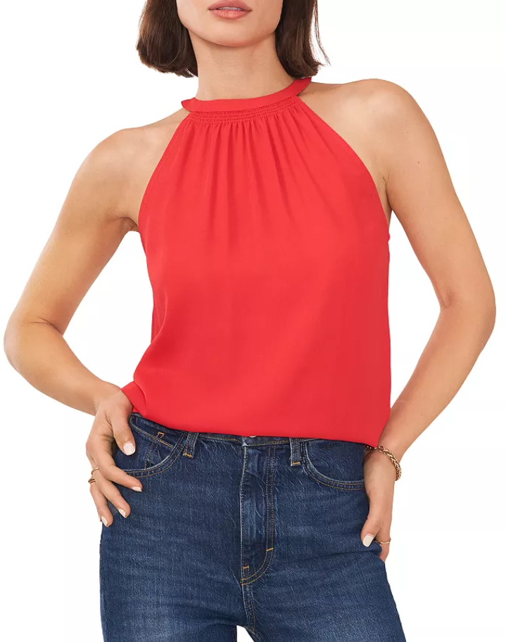 1.STATE Smocked Halter Neck Top