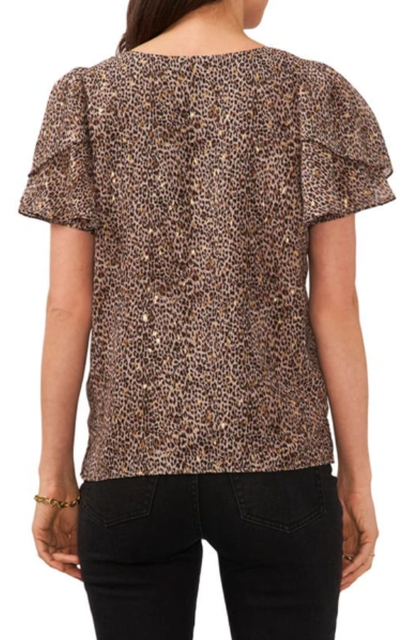 VINCE CAMUTO Tulip Sleeve V Neck Blouse