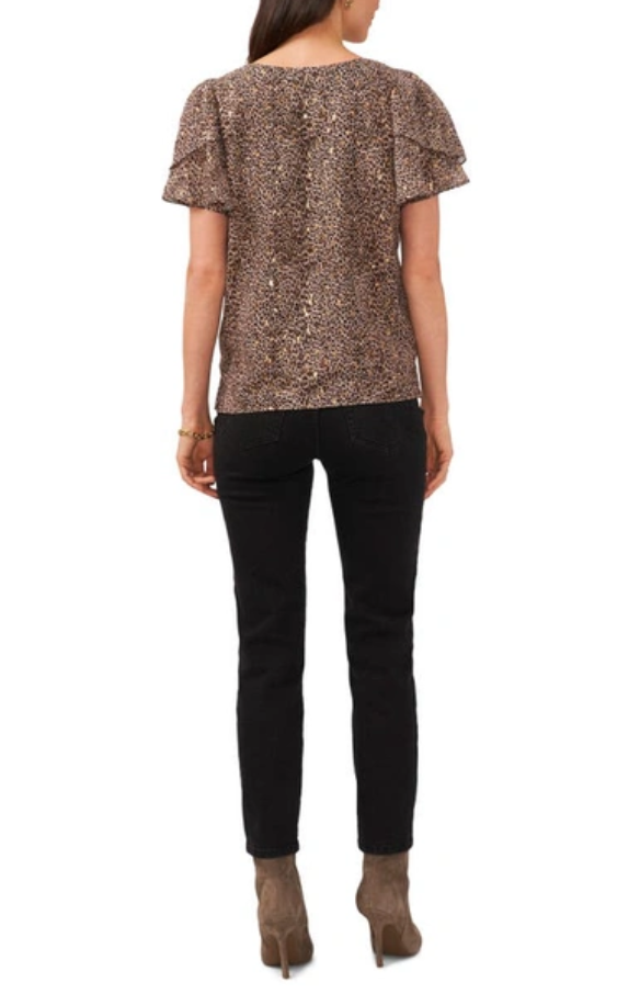 VINCE CAMUTO Tulip Sleeve V Neck Blouse