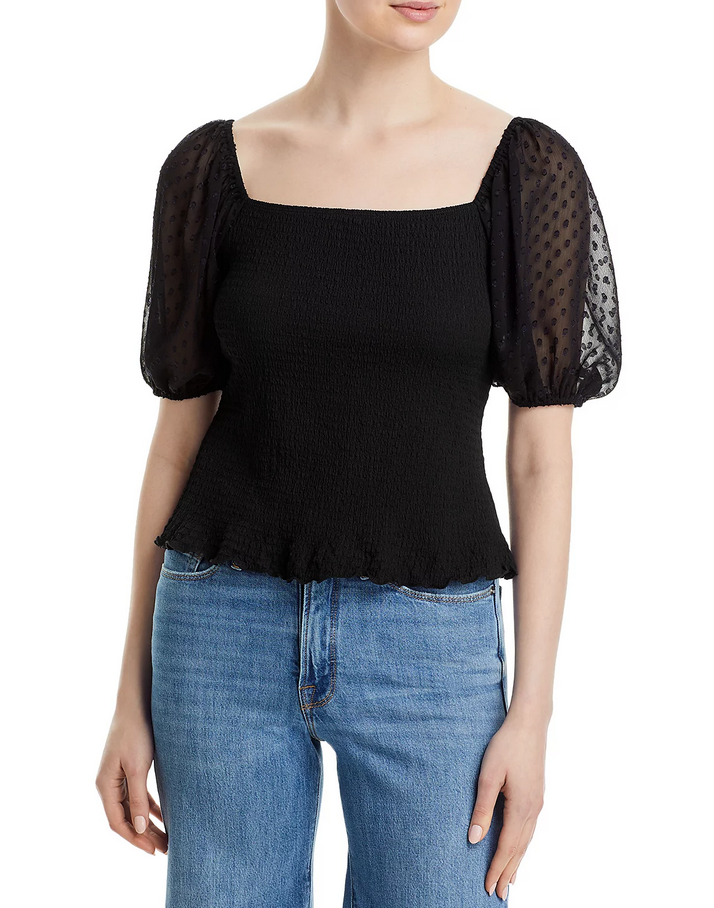 Status by Chenault Smocked Puff Sleeve Top