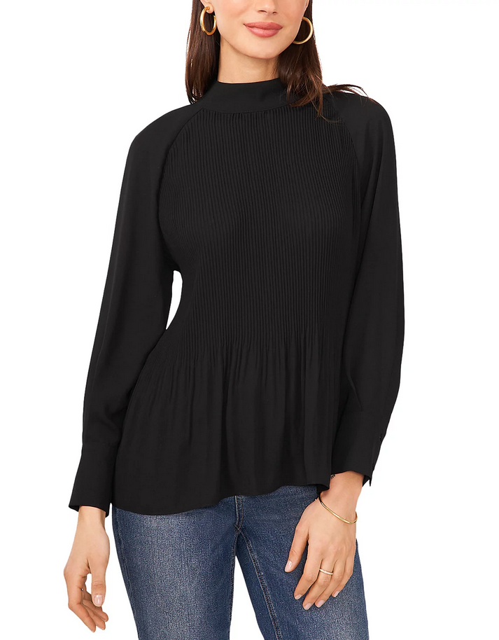 VINCE CAMUTO Pleated Round Neck Top