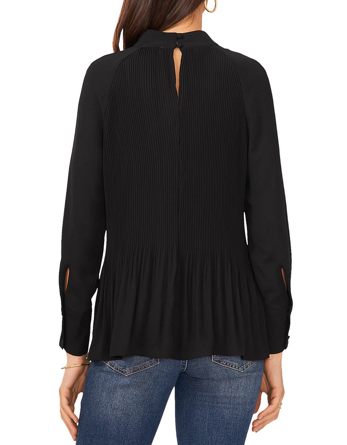 VINCE CAMUTO Pleated Round Neck Top